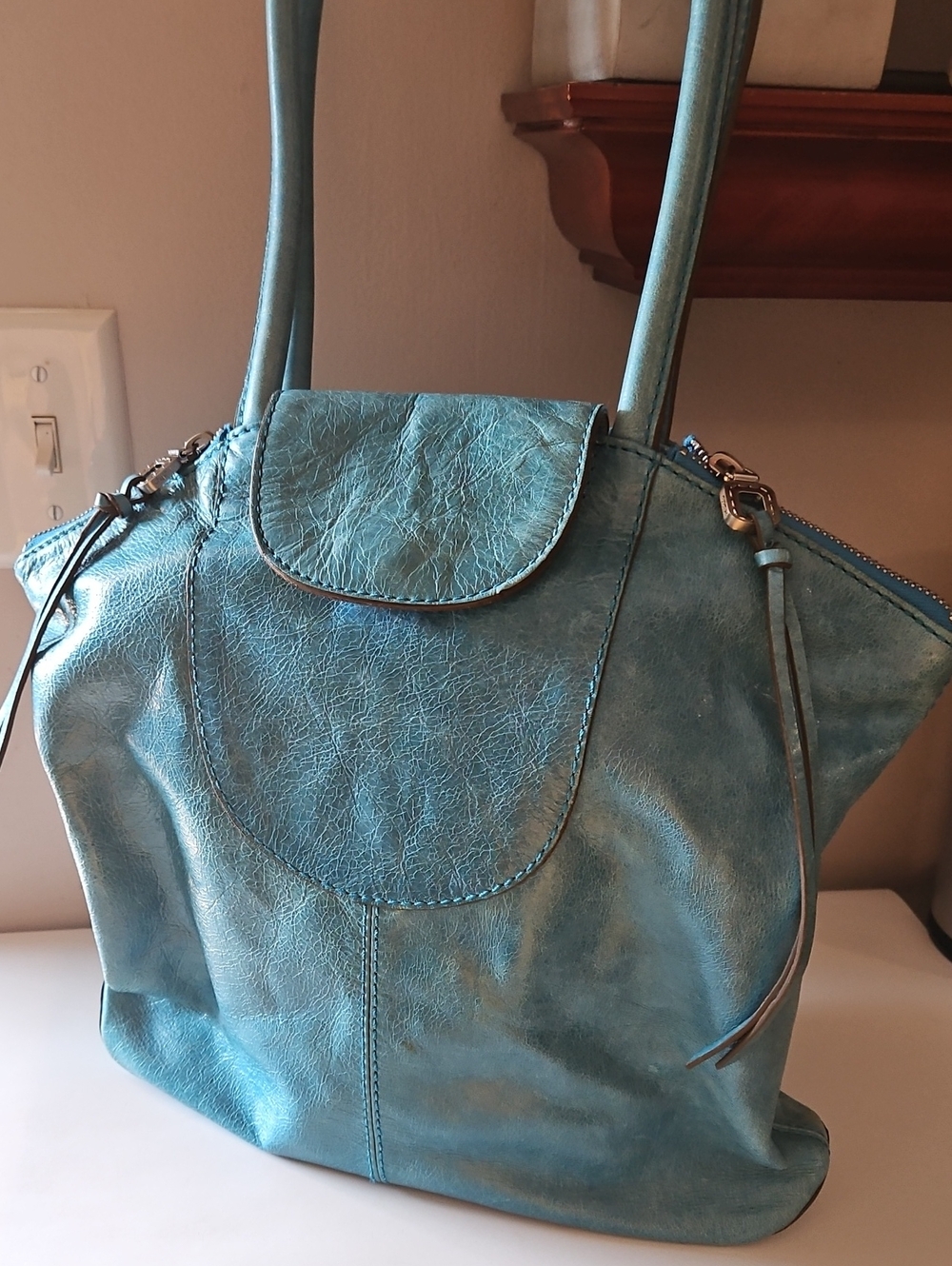 HOBO TEAL VINTAGE LEATHER SATCHEL (New $185)